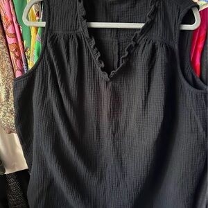Flowy Black Linen Sleeveless Top